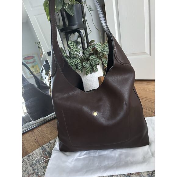 Coach Brooklyn 39 Shoulder Bag Dark Brown With Customized Charm EUC - Picture 2 of 11